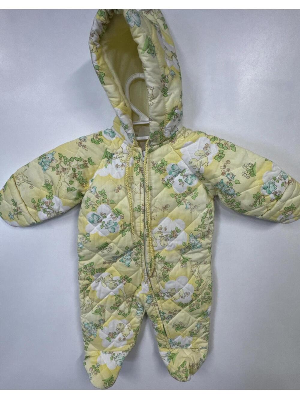 Vintage Quiltex Insulated Quilted Baby Sleeper Romper Footies Hood Union Bunnies